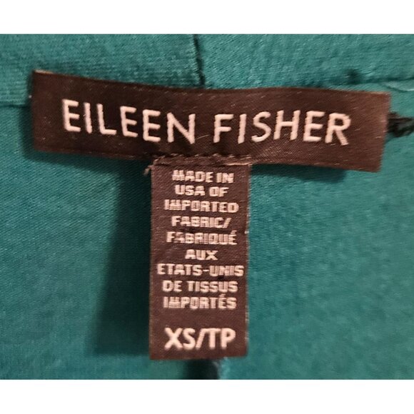 Eileen Fisher Woman SZ XS V Neck Tunic Tee Bell Sleeve Teal Green Comfort Stretc - Picture 3 of 5